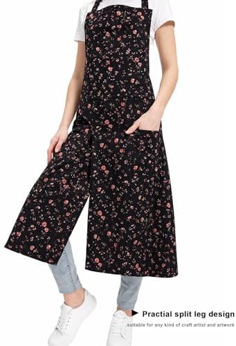 Molaxhome Split Pottery Apron with 3 Pockets Unisex with Adjustable Strap | Cotton Blend,Kitchen Apron,for Ceramics,Gardening,Kitchen Cooking - Image 7