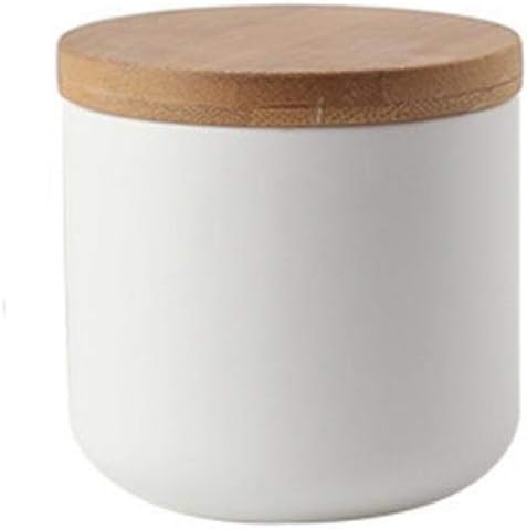 YYW Ceramic Food Storage Containers with Lids, Kitchen Canisters for Countertop, White Food Containers Jar for Flour, Coffee Bean, Sugar, Tea, Spices and More, Home Decor (260ml/8.79oz)