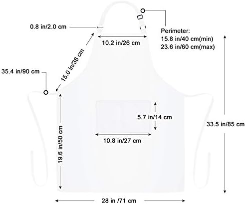 Jubatus 1 Pack Bib Aprons with 2 Pockets Cooking Chef Kitchen Apron for Women Men, White - Image 7