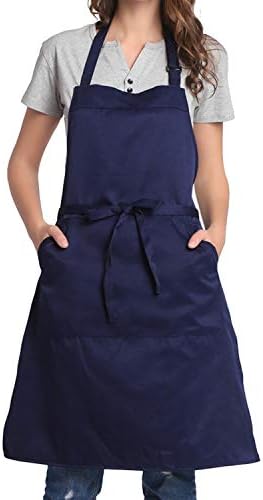 BIGHAS Adjustable Bib Apron with Long Ties for Women Men 18 Colors Chef Kitchen Cooking by BIGHAS