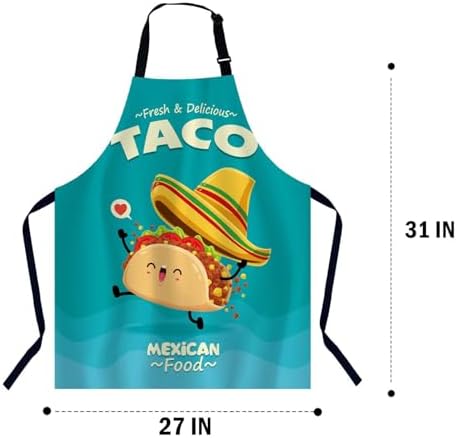 Vintage Mexican Food Bib Apron with Adjustable Neck for Men Women,Suitable for Kitchen Cooking Chef Grill Bistro BBQ Apron - Image 2