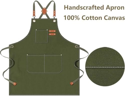 AFUN Aprons for Men Women with Large Pockets, 16-Ounce Cotton Canvas Cross Back Apron - Image 5