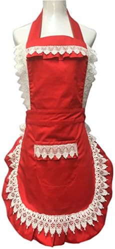 Hyzrz Lovely Home Work Adjustable Apron Shop Cake Kitchen Cooking Aprons for Women Girls with Pocket for Gift,Red by Hyzrz