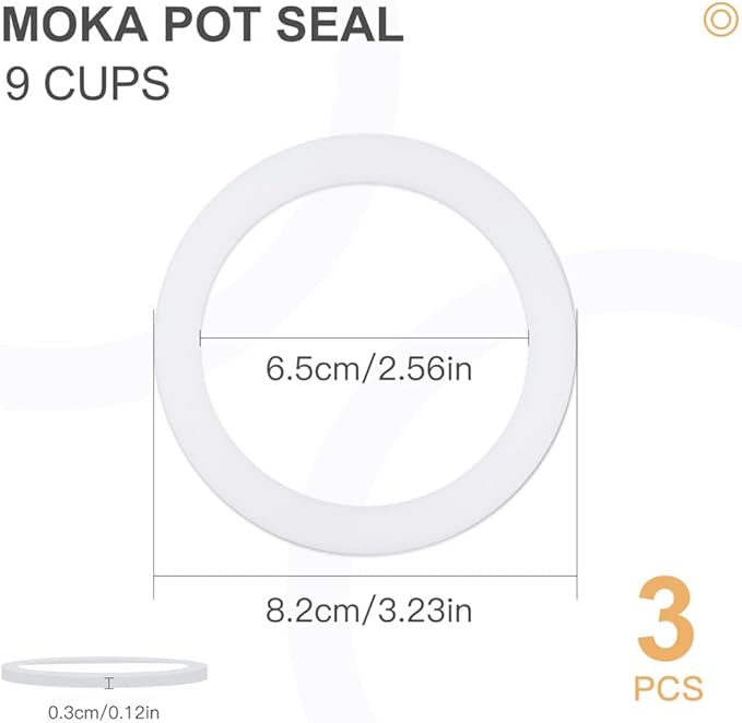wedrink 1 Filter and 3 Silicone Gasket Seals Replacement for Aluminium Moka Pot and Stovetop Espresso Coffee Maker (9 Cup)