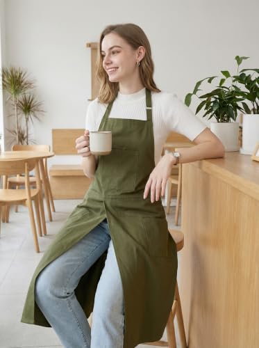 Molaxhome Split Pottery Apron with 3 Pockets Unisex with Adjustable Strap | Cotton Blend,Kitchen Apron,for Ceramics,Gardening,Kitchen Cooking - Image 2