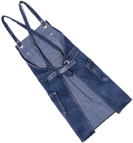 Denim Apron with Big Pockets Adjustable Cooking Apron Jean for Hair Stylist Gardening Craftsmen Barista Hairdresser - Image 3
