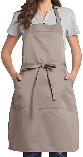 BIGHAS Adjustable Bib Apron with Long Ties for Women Men 18 Colors Chef Kitchen Cooking by BIGHAS