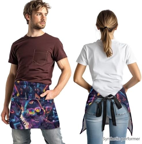 Server Apron with 3 Pockets 13 Inch Short Half Waist Aprons Waterproof Cooking Aprons for Women Men - Image 2