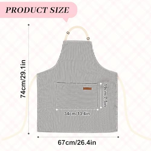 2Pack Adjustable Kitchen Apron for Women Men with 2 Pockets，Cotton-Polyester Blend Bib Aprons for Cooking,Baking - Image 2
