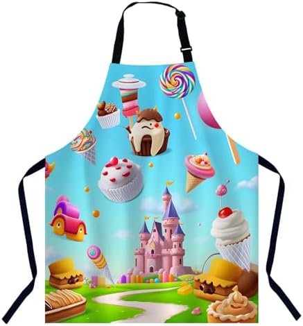 Sweet Candy Land Kitchen Apron for Women Men, Adjustable Apron Chef Bakers Apron Cooking Apron Cooking Baking Gardening by Unknown
