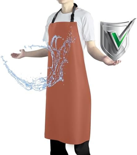 Waterproof Apron with Comfortable Adjustable Bib Rubber Vinyl Dishwasher Heavy Duty Apron for Men Women Dishwashing by Vammcht