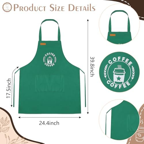 Halloween Coffee Barista Costume Set Adults Include Green Apron and Brown Cap for Man Women Halloween Fancy Party Dress up - Image 3