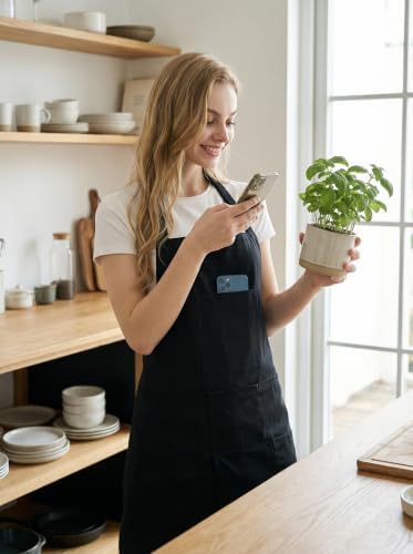 Molaxhome Split Pottery Apron with 3 Pockets Unisex with Adjustable Strap | Cotton Blend,Kitchen Apron,for Ceramics,Gardening,Kitchen Cooking - Image 3