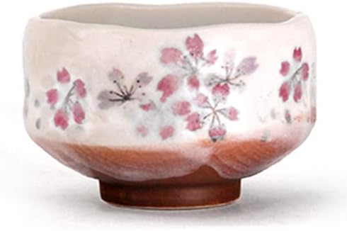 Happy Sales HSMB-SKFL3, Authentic Japanese Traditional Tea Ceremony Matcha Bowl Chawan Handcrafted in Japan, Pink Sakura Flower