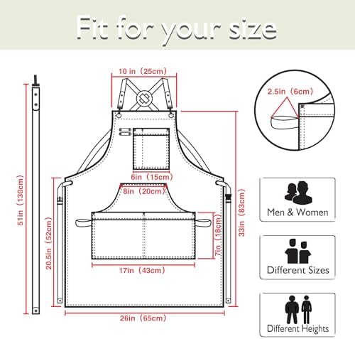 10 Pack Kitchen Apron, Work Apron, Canvas Apron, White | Multiple Pockets, Gardening, Painting, BBQ, Artist, Carpenter, Sizes M to XXL - Image 5