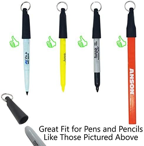 Bulk 25 Pack - Retractable Pen Reel for Thick Markers & Carpenter Pencils - Carabiner Clip for Apron, Belt Loop or Bag Strap - Great Gift for Baristas (Black) - Image 5