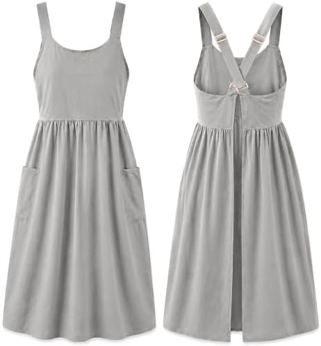 Uaussi Cotton Linen Apron Cross Back Work Apron for Women with Pockets Pinafore Dress X Cross Halter Apron for Chef Gardening by Uaussi