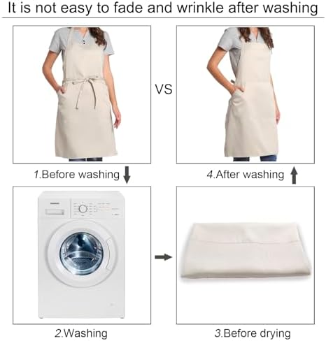 BIGHAS Adjustable Bib Apron with Long Ties for Women Men 18 Colors Chef Kitchen Cooking - Image 3