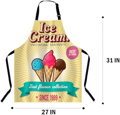 Vintage Ice Cream Apron Adjustable Neck Bib Apron for Men Women,Suitable for Kitchen Cooking Waitress Chef Apron - Image 2
