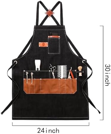Denim Apron with Big Pockets Adjustable Cooking Apron Jean for Hair Stylist Gardening Craftsmen Barista Hairdresser - Image 2