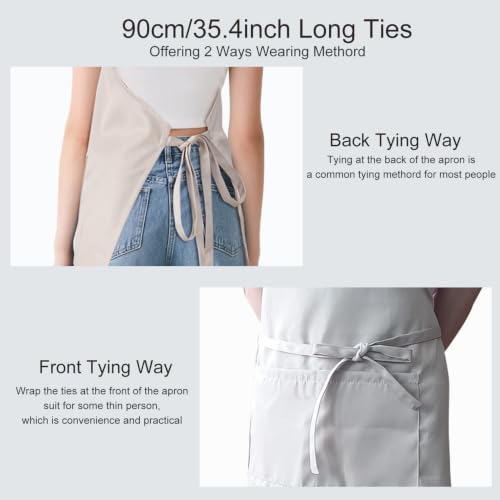 Kitchen Bib Chef Apron for Women Men with Pockets | Waterproof, Large Pockets, Adjustable Neck Strap, For Cooking, Painting, Pottery, Ceramics - Image 5