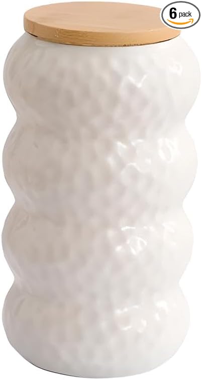 Ceramic Container, Ceramic Jar with Lid, Stackable Containers with Airtight Seal Container Kitchen Food Storage Jars for Serving Ground Coffee, Tea, Sugar, Spice and More (large 20oz/600ml)