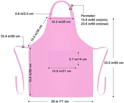 Jubatus 2 Pack Bib Aprons with 2 Pockets Cooking Chef Kitchen Apron for Women Men, Pink - Image 7