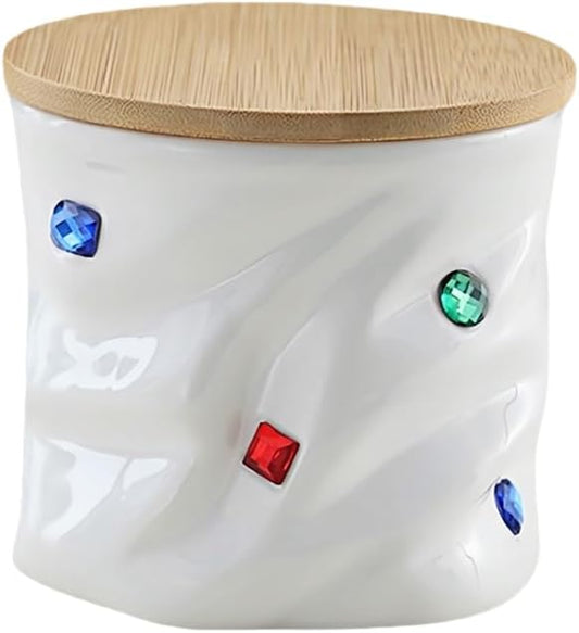 Airtight Food Storage Jar, 25.3oz Ceramic Canister with Lid for Kitchen, Pantry - Stores Coffee, Sugar, Tea, Spice, Cookies, Coffee Canister Sugar Container (White)