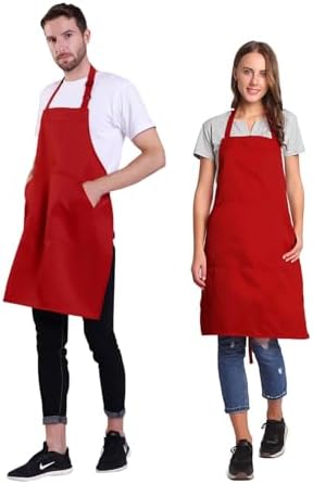 BIGHAS Adjustable Bib Apron with Long Ties for Women Men 18 Colors Chef Kitchen Cooking - Image 2