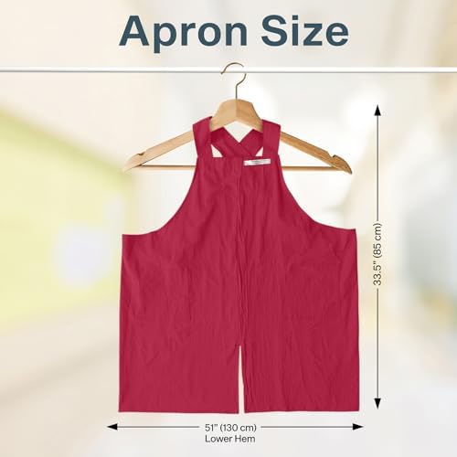 HANEE Cotton Aprons for Women and Men | Cross-Back Apron with Pockets - Image 5
