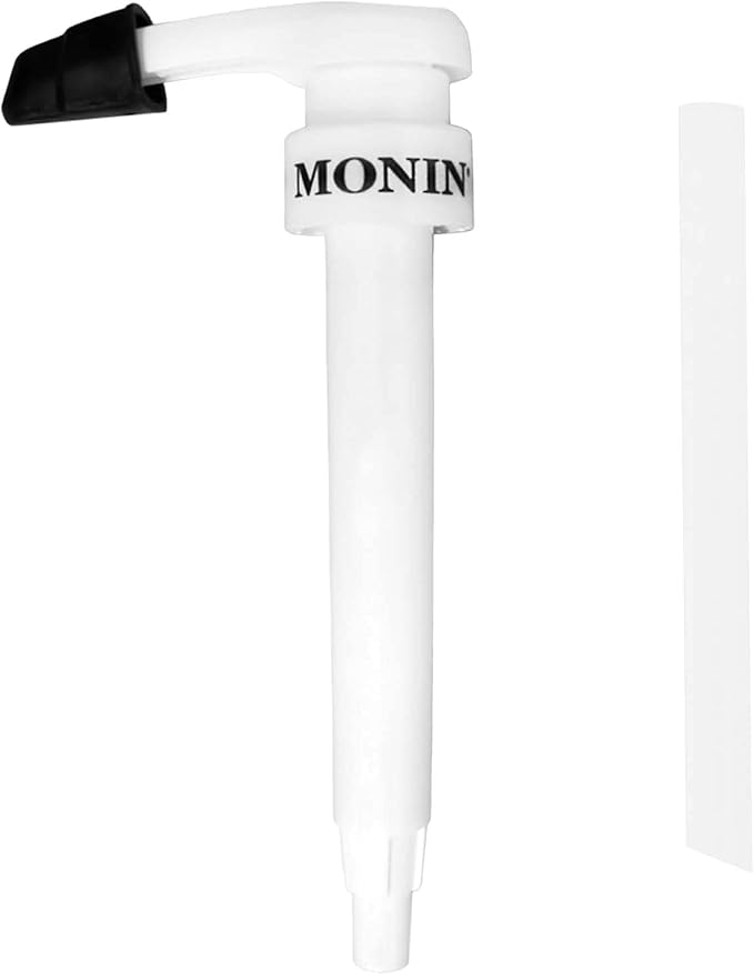 Monin - Syrup Pump, Exclusively for 1 Liter (33.8 fl oz) Plastic Bottles | Mess-Free Dispensing + Tip Cover Included (White) by Monin