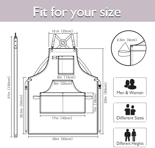 10 Pack Kitchen Apron, Work Apron, Canvas Apron, Grey | Multiple Pockets, Gardening, Painting, BBQ, Artist, Carpenter, Sizes M to XXL - Image 5