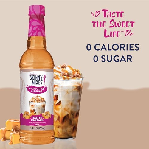 Jordan’s Skinny Mixes Sugar Free Coffee Syrup, Salted Caramel Coffee Flavoring Syrup, Zero Calorie Drink Mix, Lattes, Baking, Protein Shake or Cocktail, Dairy & Gluten Free, Kosher, 25.4 Fl Oz, 6 Pack