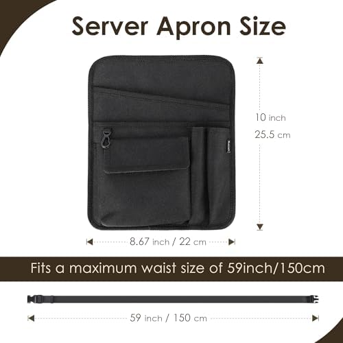 Likesing Server Apron, Serving Apron with Pockets for Waitress, Waiter Waist Tool Pouch Bag with 59'' Adjustable Belt - Image 2