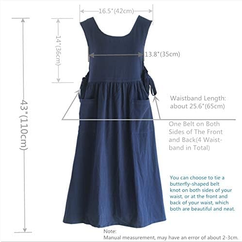 Premium Plus Size Apron Adjustable Waistline Bib Apron,Soft Cotton Blend Apron with Pockets (Navy Blue) - Image 5