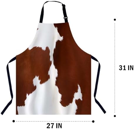Cowhide Texture Kitchen Apron for Women Men, Adjustable Apron Chef Bakers Apron Cooking Apron Cooking Baking Gardening - Image 2