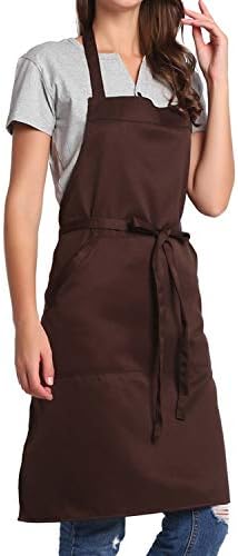 BIGHAS Adjustable Bib Apron with Long Ties for Women Men 18 Colors Chef Kitchen Cooking by BIGHAS