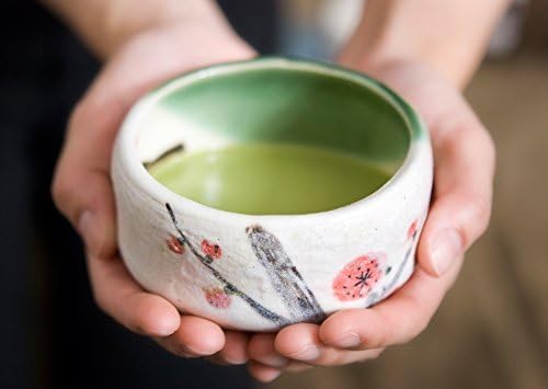 Happy Sales HSMB-CWCB1, Authentic Japanese Traditional Tea Ceremony Matcha Bowl Chawan Handcrafted in Japan, Cherry Blossom Design