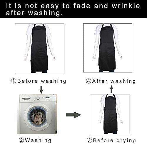BIGHAS Adjustable Bib Apron with Long Ties for Women Men 18 Colors Chef Kitchen Cooking - Image 3