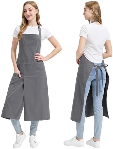 Molaxhome Split Pottery Apron with 3 Pockets Unisex with Adjustable Strap | Cotton Blend,Kitchen Apron,for Ceramics,Gardening,Kitchen Cooking by Molaxhome