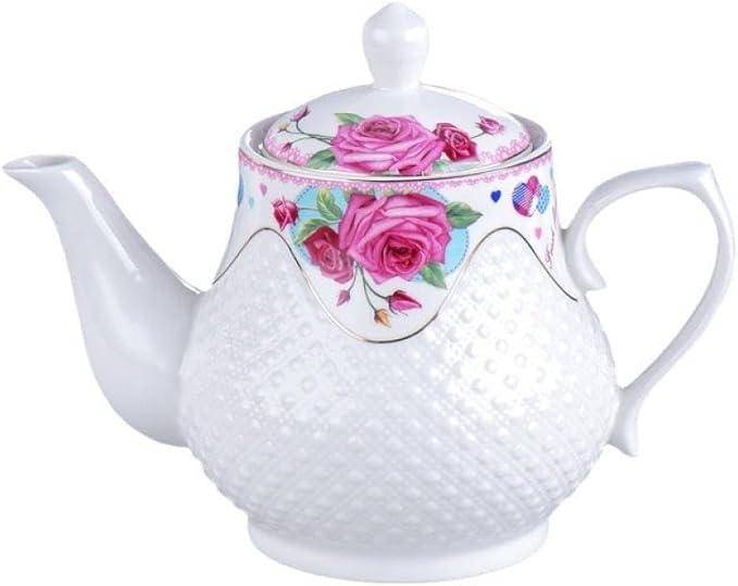 123Arts Teapot, Flower Teapot, Ceramic Tea Pot, Tea Pot for Home Office,750ml