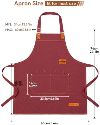 Teskyer Canvas Kitchen Apron with 4 Pockets | Cross Back or Adjustable Strap Design, 4 Utility Pockets, Water & Oil Resistant Fabric for Cooking Gardening & Crafts - Image 7