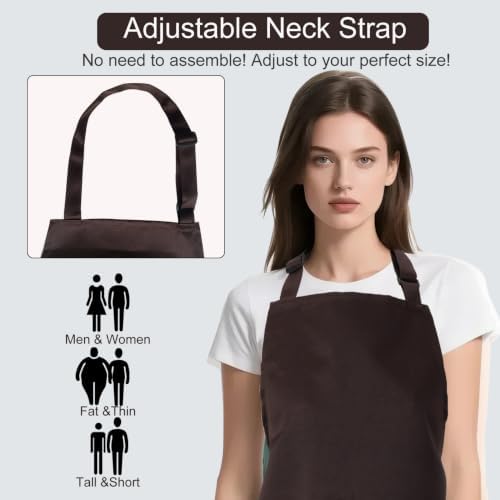 Kitchen Bib Chef Apron for Women Men with Pockets | Waterproof, Large Pockets, Adjustable Neck Strap, For Cooking, Painting, Pottery, Ceramics - Image 5