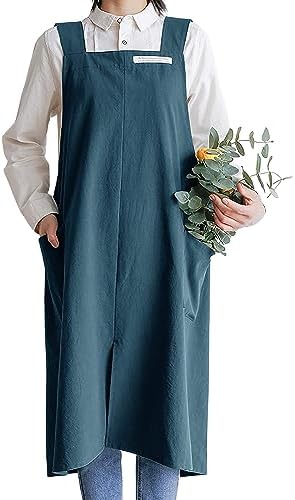 HANEE Cotton Aprons for Women and Men | Cross-Back Apron with Pockets by Hanee