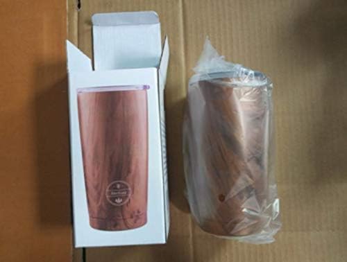 20 OZ Vacuum Insulated Double Wall 18/8 Stainless Steel Coffee Tumbler, Tall Cup, Beautiful Wood Design, With Durable Lid