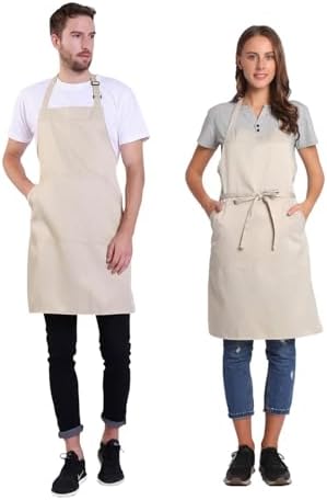 BIGHAS Adjustable Bib Apron with Long Ties for Women Men 18 Colors Chef Kitchen Cooking - Image 2