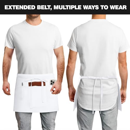 3 Pockets Waitress Apron Server Aprons - Half Aprons for Men & Women Waterproof and Oil Proof - Image 2