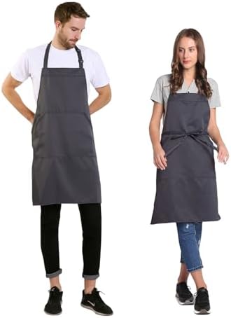 BIGHAS Adjustable Bib Apron with Long Ties for Women Men 18 Colors Chef Kitchen Cooking - Image 2