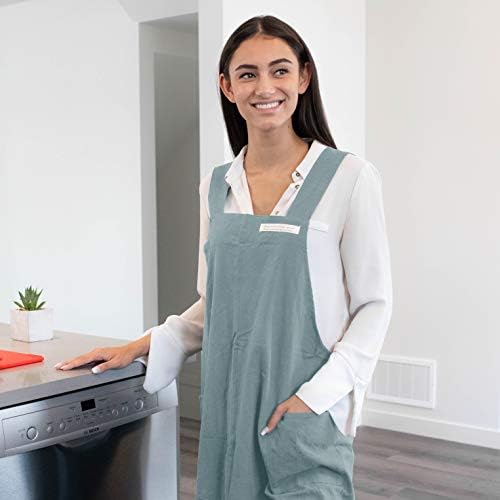 HANEE Cotton Aprons for Women and Men | Cross-Back Apron with Pockets - Image 6