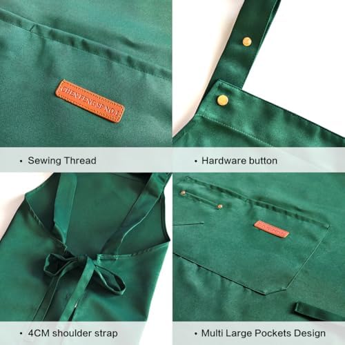 Chef Apron Bib Apron with 2 Large Pockets Adjustable Neck Strap Kitchen Apron Cooking Apron Stripes Baking Apron - Image 4